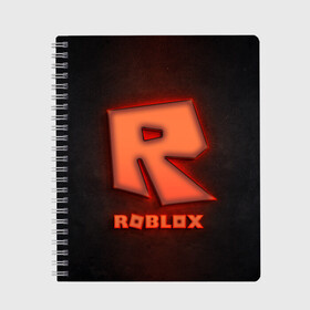 Тетрадь с принтом ROBLOX NEON RED в Санкт-Петербурге, 100% бумага | 48 листов, плотность листов — 60 г/м2, плотность картонной обложки — 250 г/м2. Листы скреплены сбоку удобной пружинной спиралью. Уголки страниц и обложки скругленные. Цвет линий — светло-серый
 | Тематика изображения на принте: neon | roblox | игра | компьютерная игра | логотип | неон | онлайн | онлайн игра | роблакс | роблокс