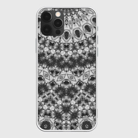 Чехол для iPhone 12 Pro с принтом Черно белый круглый узор  в Санкт-Петербурге, силикон | область печати: задняя сторона чехла, без боковых панелей | калейдоскоп | мозаика | орнамент | серый | темный | черно белый | этнический