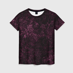 Женская футболка 3D с принтом Мраморная текстура камня в Санкт-Петербурге, 100% полиэфир ( синтетическое хлопкоподобное полотно) | прямой крой, круглый вырез горловины, длина до линии бедер | абстрактный | бархатный | бордовый | камень | модный | мрамор | пурпурный | современный узор
