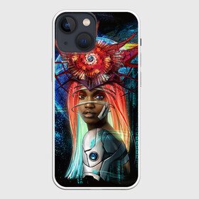 Чехол для iPhone 13 mini с принтом Cyberpunk girl в Санкт-Петербурге,  |  | волосы | девушка | киберпанк | корона | космос | планета