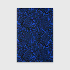 Обложка для паспорта матовая кожа с принтом Черно-синий геометрический   в Санкт-Петербурге, натуральная матовая кожа | размер 19,3 х 13,7 см; прозрачные пластиковые крепления | абстрактный | геометрические фигуры | геометрический | модный | молодежный | полосы | синий | синий и черный