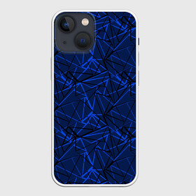 Чехол для iPhone 13 mini с принтом Черно синий геометрический в Санкт-Петербурге,  |  | абстрактный | геометрические фигуры | геометрический | модный | молодежный | полосы | синий | синий и черный