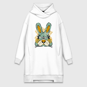 Платье-худи хлопок с принтом Безумный кролик в Санкт-Петербурге,  |  | rabbit | безумие | животное | заяц | зверь | крол | кролик | трус