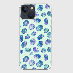 Чехол для iPhone 13 mini с принтом Драгоценные синие камни в Санкт-Петербурге,  |  | Тематика изображения на принте: абстракция | драгоценные камни | зеленый | нежный принт | синий | сияние | фиолетовый | цвет
