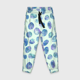 Детские брюки 3D с принтом Драгоценные синие камни  в Санкт-Петербурге, 100% полиэстер | манжеты по низу, эластичный пояс регулируется шнурком, по бокам два кармана без застежек, внутренняя часть кармана из мелкой сетки | абстракция | драгоценные камни | зеленый | нежный принт | синий | сияние | фиолетовый | цвет
