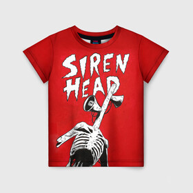 Детская футболка 3D с принтом Red Siren Head в Санкт-Петербурге, 100% гипоаллергенный полиэфир | прямой крой, круглый вырез горловины, длина до линии бедер, чуть спущенное плечо, ткань немного тянется | games | monster | siren head | игры | лес | монстр | сирена | сиреноголовый | страшилка | ужастик | хоррор