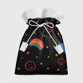 Подарочный 3D мешок с принтом Мрачное детство в Санкт-Петербурге, 100% полиэстер | Размер: 29*39 см | горошек | детство | радуга | разукрашка | рисунок | смайлик