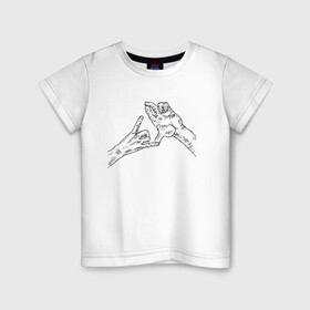 Детская футболка хлопок с принтом Две руки - скетч карандашом в Санкт-Петербурге, 100% хлопок | круглый вырез горловины, полуприлегающий силуэт, длина до линии бедер | две руки | ладонь | набросок карандашом | руки | скетч рук