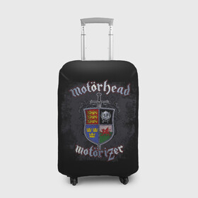 Чехол для чемодана 3D с принтом Shield of Motorhead в Санкт-Петербурге, 86% полиэфир, 14% спандекс | двустороннее нанесение принта, прорези для ручек и колес | alternative | metall | motorhead | music | rock | альтернатива | металл | моторхед | моторхэд | музыка | рок