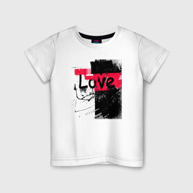 Детская футболка хлопок с принтом Черно-красная Любовь в Санкт-Петербурге, 100% хлопок | круглый вырез горловины, полуприлегающий силуэт, длина до линии бедер | белый и черный | готический | иллюстрация | картина | красный и черный | мазня | набросок | современный