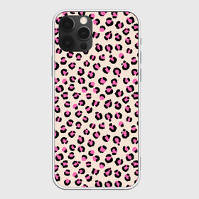 Чехол для iPhone 12 Pro с принтом Леопардовый принт розовый в Санкт-Петербурге, силикон | область печати: задняя сторона чехла, без боковых панелей | бежевый | леопард | леопардовый принт | молочный цвет | пятнистый | розовый