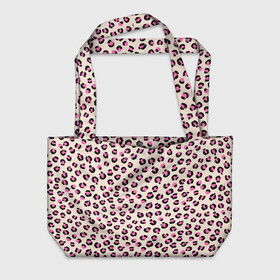 Пляжная сумка 3D с принтом Леопардовый принт розовый в Санкт-Петербурге, 100% полиэстер | застегивается на металлическую кнопку; внутренний карман застегивается на молнию. Стенки укреплены специальным мягким материалом, чтобы защитить содержимое от несильных ударов
 | бежевый | леопард | леопардовый принт | молочный цвет | пятнистый | розовый