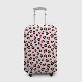 Чехол для чемодана 3D с принтом Леопардовый принт розовый в Санкт-Петербурге, 86% полиэфир, 14% спандекс | двустороннее нанесение принта, прорези для ручек и колес | бежевый | леопард | леопардовый принт | молочный цвет | пятнистый | розовый