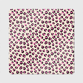 Магнит виниловый Квадрат с принтом Леопардовый принт розовый в Санкт-Петербурге, полимерный материал с магнитным слоем | размер 9*9 см, закругленные углы | бежевый | леопард | леопардовый принт | молочный цвет | пятнистый | розовый