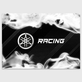 Поздравительная открытка с принтом Ямаха - Racing в Санкт-Петербурге, 100% бумага | плотность бумаги 280 г/м2, матовая, на обратной стороне линовка и место для марки
 | auto | logo | moto | motor | pro | racing | symbol | yamaha | авто | автомобиль | гонки | знак | лого | логотип | логотипы | марка | машина | мото | мотоцикл | мотоциклы | символ | символы | ямаха