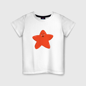 Детская футболка хлопок с принтом звезда в Санкт-Петербурге, 100% хлопок | круглый вырез горловины, полуприлегающий силуэт, длина до линии бедер | глаза | звезда | морская | мультик | персонаж | смайлик