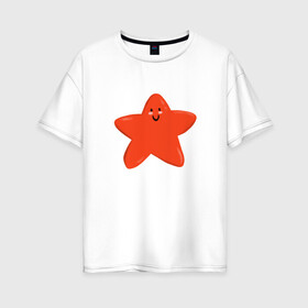 Женская футболка хлопок Oversize с принтом звезда в Санкт-Петербурге, 100% хлопок | свободный крой, круглый ворот, спущенный рукав, длина до линии бедер
 | глаза | звезда | морская | мультик | персонаж | смайлик