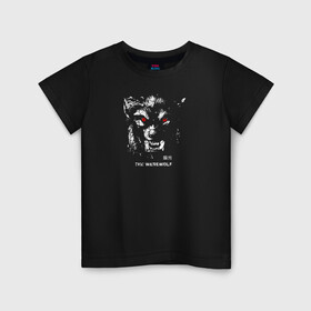 Детская футболка хлопок с принтом Werewolf / Оборотень в Санкт-Петербурге, 100% хлопок | круглый вырез горловины, полуприлегающий силуэт, длина до линии бедер | werewolf | животные | зверь | иероглифы | клыки | монстр | оборотень | оскал | хищник