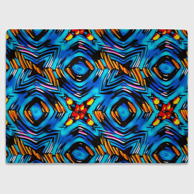 Плед 3D с принтом Желто-синий абстрактный узор  в Санкт-Петербурге, 100% полиэстер | закругленные углы, все края обработаны. Ткань не мнется и не растягивается | геометрический | желтый | модный | плетение | синий | современный | яркий синий