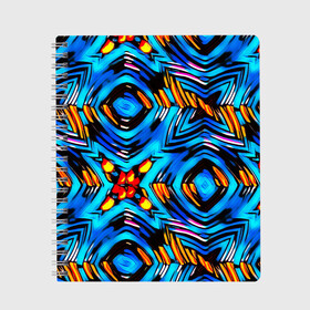 Тетрадь с принтом Желто-синий абстрактный узор  в Санкт-Петербурге, 100% бумага | 48 листов, плотность листов — 60 г/м2, плотность картонной обложки — 250 г/м2. Листы скреплены сбоку удобной пружинной спиралью. Уголки страниц и обложки скругленные. Цвет линий — светло-серый
 | геометрический | желтый | модный | плетение | синий | современный | яркий синий