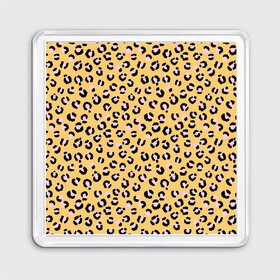 Магнит 55*55 с принтом Желтый леопардовый принт в Санкт-Петербурге, Пластик | Размер: 65*65 мм; Размер печати: 55*55 мм | желтый | леопардовый принт | паттерн | пятна | пятнистый | розовый | текстура