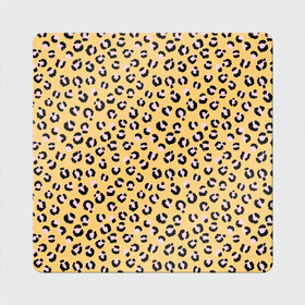 Магнит виниловый Квадрат с принтом Желтый леопардовый принт в Санкт-Петербурге, полимерный материал с магнитным слоем | размер 9*9 см, закругленные углы | желтый | леопардовый принт | паттерн | пятна | пятнистый | розовый | текстура