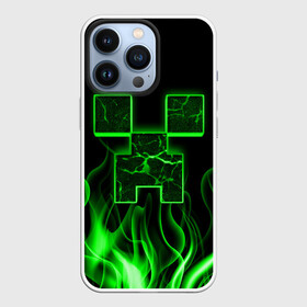Чехол для iPhone 13 Pro с принтом MINECRAFT TEXTURE FIRE в Санкт-Петербурге,  |  | creeper | fire | game | minecraft | железо | игра | компьютерная | крипер | криппер | майн | майнкрафт | огонь | пламя | текстура