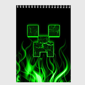 Скетчбук с принтом MINECRAFT TEXTURE FIRE в Санкт-Петербурге, 100% бумага
 | 48 листов, плотность листов — 100 г/м2, плотность картонной обложки — 250 г/м2. Листы скреплены сверху удобной пружинной спиралью | creeper | fire | game | minecraft | железо | игра | компьютерная | крипер | криппер | майн | майнкрафт | огонь | пламя | текстура