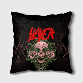 Подушка 3D с принтом SLAYER | УБИЙЦА (Z) в Санкт-Петербурге, наволочка – 100% полиэстер, наполнитель – холлофайбер (легкий наполнитель, не вызывает аллергию). | состоит из подушки и наволочки. Наволочка на молнии, легко снимается для стирки | rock | slayer | грув метал | джеф ханнем | керри кинг | ню метал | рок | трэш метал