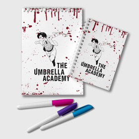 Блокнот с принтом Number 5 | The Umbrella Academy (Z) в Санкт-Петербурге, 100% бумага | 48 листов, плотность листов — 60 г/м2, плотность картонной обложки — 250 г/м2. Листы скреплены удобной пружинной спиралью. Цвет линий — светло-серый
 | Тематика изображения на принте: 5 | dark horse comics | netflix | number 5 | the umbrella academy | umbrella | академия амбрелла | комикс | комильфо | номер 5 | реджинальд харгривз | харгривз | хэйзел
