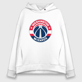 Женское худи Oversize хлопок с принтом WASHINGTON WIZARDS  в Санкт-Петербурге, френч-терри — 70% хлопок, 30% полиэстер. Мягкий теплый начес внутри —100% хлопок | боковые карманы, эластичные манжеты и нижняя кромка, капюшон на магнитной кнопке | washington wizards | баскетбол | баскетбольные принты | логотипы | спорт | спортивные принты