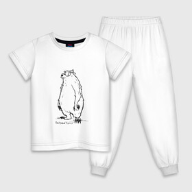 Детская пижама хлопок с принтом Курьер - Медведь 2 в Санкт-Петербурге, 100% хлопок |  брюки и футболка прямого кроя, без карманов, на брюках мягкая резинка на поясе и по низу штанин
 | reminor | курьер | медведь | мультфильм