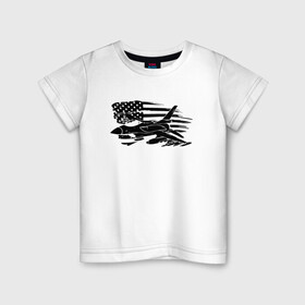 Детская футболка хлопок с принтом Самолет в Санкт-Петербурге, 100% хлопок | круглый вырез горловины, полуприлегающий силуэт, длина до линии бедер | авиатор | авиация | американский флаг | армия сша | флаг сша | черно белый флаг