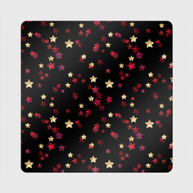 Магнит виниловый Квадрат с принтом Блестящие звезды на черном в Санкт-Петербурге, полимерный материал с магнитным слоем | размер 9*9 см, закругленные углы | абстрактный | блеск | детский | женский | звезды | золото | золотые звезды