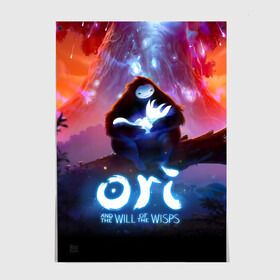 Постер с принтом Ori and the Will of the Wisps в Санкт-Петербурге, 100% бумага
 | бумага, плотность 150 мг. Матовая, но за счет высокого коэффициента гладкости имеет небольшой блеск и дает на свету блики, но в отличии от глянцевой бумаги не покрыта лаком | adventure | asleep | forest spirit | naru | night | ori and the will of the wisps | orient | pc game | volcanic eruption | дух леса | извержение вулкана | компьютерная игра | нару | ночь | ори | ори и блуждающие огоньки | приключения | спит