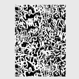 Скетчбук с принтом Graffiti white on black в Санкт-Петербурге, 100% бумага
 | 48 листов, плотность листов — 100 г/м2, плотность картонной обложки — 250 г/м2. Листы скреплены сверху удобной пружинной спиралью | абстракция | граффити | надписи | надписи текстура | паттерн граффити | текстура | текстура граффити | шрифт