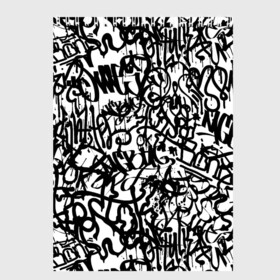 Скетчбук с принтом Graffiti black on white в Санкт-Петербурге, 100% бумага
 | 48 листов, плотность листов — 100 г/м2, плотность картонной обложки — 250 г/м2. Листы скреплены сверху удобной пружинной спиралью | Тематика изображения на принте: абстракция | граффити | надписи | надписи текстура | паттерн граффити | текстура | текстура граффити | шрифт