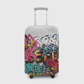 Чехол для чемодана 3D с принтом Graffiti on the wall в Санкт-Петербурге, 86% полиэфир, 14% спандекс | двустороннее нанесение принта, прорези для ручек и колес | абстракция | граффити | надписи | надписи текстура | паттерн граффити | текстура | текстура граффити | шрифт