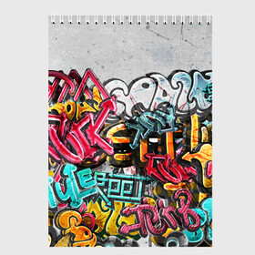 Скетчбук с принтом Graffiti on the wall в Санкт-Петербурге, 100% бумага
 | 48 листов, плотность листов — 100 г/м2, плотность картонной обложки — 250 г/м2. Листы скреплены сверху удобной пружинной спиралью | абстракция | граффити | надписи | надписи текстура | паттерн граффити | текстура | текстура граффити | шрифт