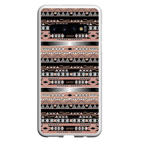 Чехол для Samsung Galaxy S10 с принтом Полосатый этнический орнамент  в Санкт-Петербурге, Силикон | Область печати: задняя сторона чехла, без боковых панелей | абстрактный | геометрические фигуры | коричневый | полосатый узор | полосы | черный и коричневый | этнический