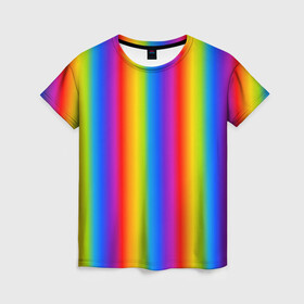 Женская футболка 3D с принтом Color gradient в Санкт-Петербурге, 100% полиэфир ( синтетическое хлопкоподобное полотно) | прямой крой, круглый вырез горловины, длина до линии бедер | градиент | радуга | текстура | текстура градиента | трендовый градиент | тренды | цветной градиент