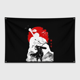 Флаг-баннер с принтом Берсерк силуэт Гатса в Санкт-Петербурге, 100% полиэстер | размер 67 х 109 см, плотность ткани — 95 г/м2; по краям флага есть четыре люверса для крепления | berserk | аниме | берсерк | бирсерк | гатс | гатц | клеймо