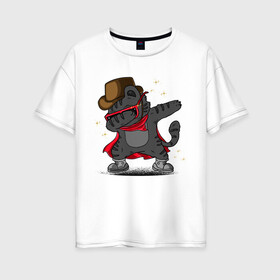 Женская футболка хлопок Oversize с принтом Дэбкот в Санкт-Петербурге, 100% хлопок | свободный крой, круглый ворот, спущенный рукав, длина до линии бедер
 | иллюстрация | котенок | котик | кошак | стильный кот