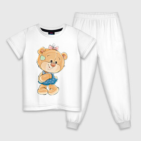 Детская пижама хлопок с принтом Милое солнышко в Санкт-Петербурге, 100% хлопок |  брюки и футболка прямого кроя, без карманов, на брюках мягкая резинка на поясе и по низу штанин
 | бант | детское | медведь | медвежонок | милое солнышко | мишка | плюшевая игрушка | плюшевый