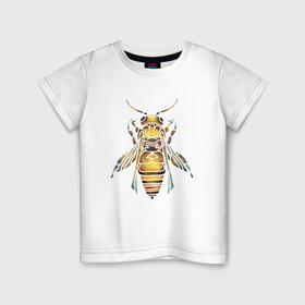 Детская футболка хлопок с принтом Акварельная пчела в Санкт-Петербурге, 100% хлопок | круглый вырез горловины, полуприлегающий силуэт, длина до линии бедер | bee | акварель | акварельная пчела | большая пчела | насекомое | пчела | реалистичная пчела