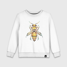 Детский свитшот хлопок с принтом Акварельная пчела в Санкт-Петербурге, 100% хлопок | круглый вырез горловины, эластичные манжеты, пояс и воротник | bee | акварель | акварельная пчела | большая пчела | насекомое | пчела | реалистичная пчела