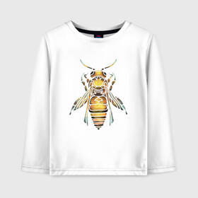 Детский лонгслив хлопок с принтом Акварельная пчела в Санкт-Петербурге, 100% хлопок | круглый вырез горловины, полуприлегающий силуэт, длина до линии бедер | bee | акварель | акварельная пчела | большая пчела | насекомое | пчела | реалистичная пчела