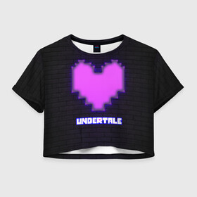 Женская футболка Crop-top 3D с принтом UNDERTALE PURPLE HEART в Санкт-Петербурге, 100% полиэстер | круглая горловина, длина футболки до линии талии, рукава с отворотами | Тематика изображения на принте: sans | undertale | андертале | андертейл | игра | подземная история | подземная сказка | санс | сердце | ундертале