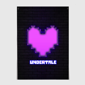 Постер с принтом UNDERTALE PURPLE HEART в Санкт-Петербурге, 100% бумага
 | бумага, плотность 150 мг. Матовая, но за счет высокого коэффициента гладкости имеет небольшой блеск и дает на свету блики, но в отличии от глянцевой бумаги не покрыта лаком | Тематика изображения на принте: sans | undertale | андертале | андертейл | игра | подземная история | подземная сказка | санс | сердце | ундертале