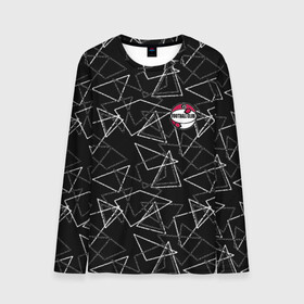 Мужской лонгслив 3D с принтом Черно-белый геометрический  в Санкт-Петербурге, 100% полиэстер | длинные рукава, круглый вырез горловины, полуприлегающий силуэт | абстрактный | аппликация | геометрический | модный | треугольники | футбол | футбольный клуб | черно белый | черный фон